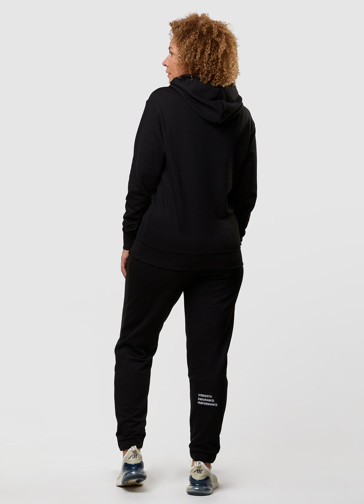 Woman wearing TRI-FIT Casualwear black hoodie