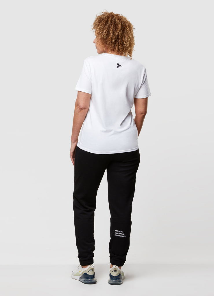 Woman wearing TRI-FIT Casualwear black joggers