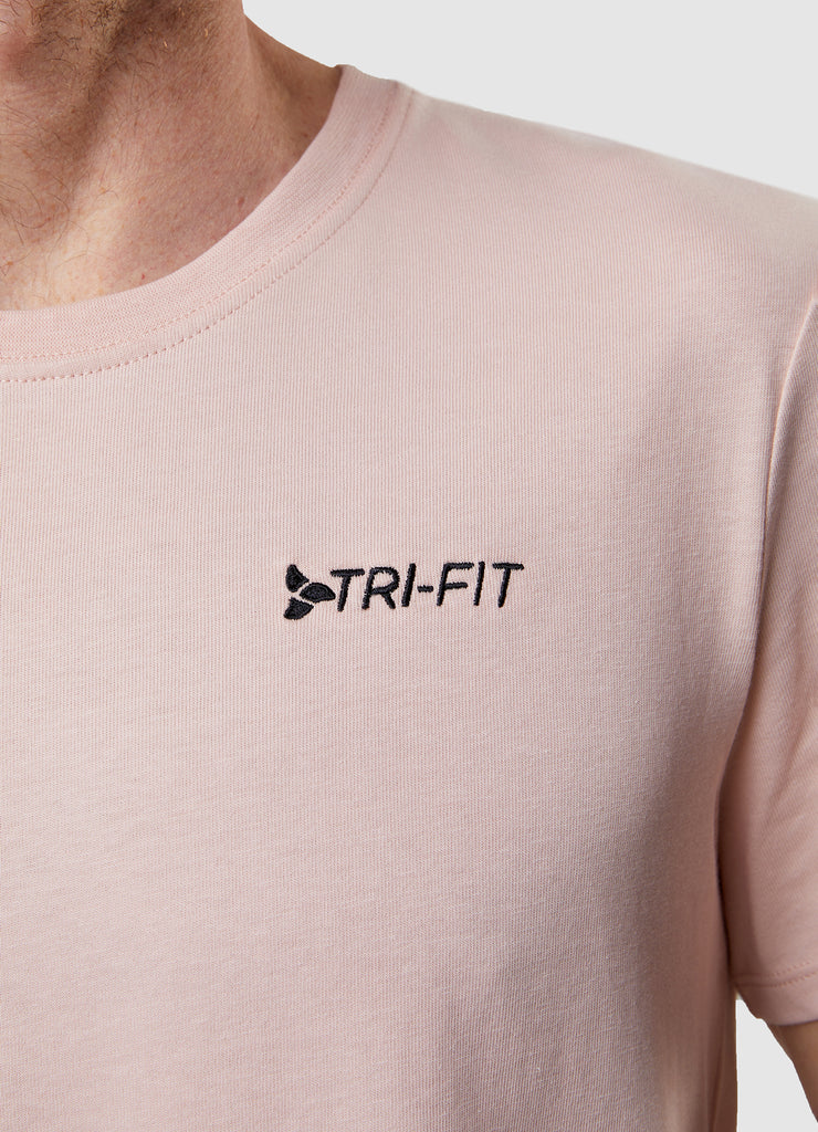 Man wearing TRI-FIT Casualwear duty pink cotton T-Shirt.