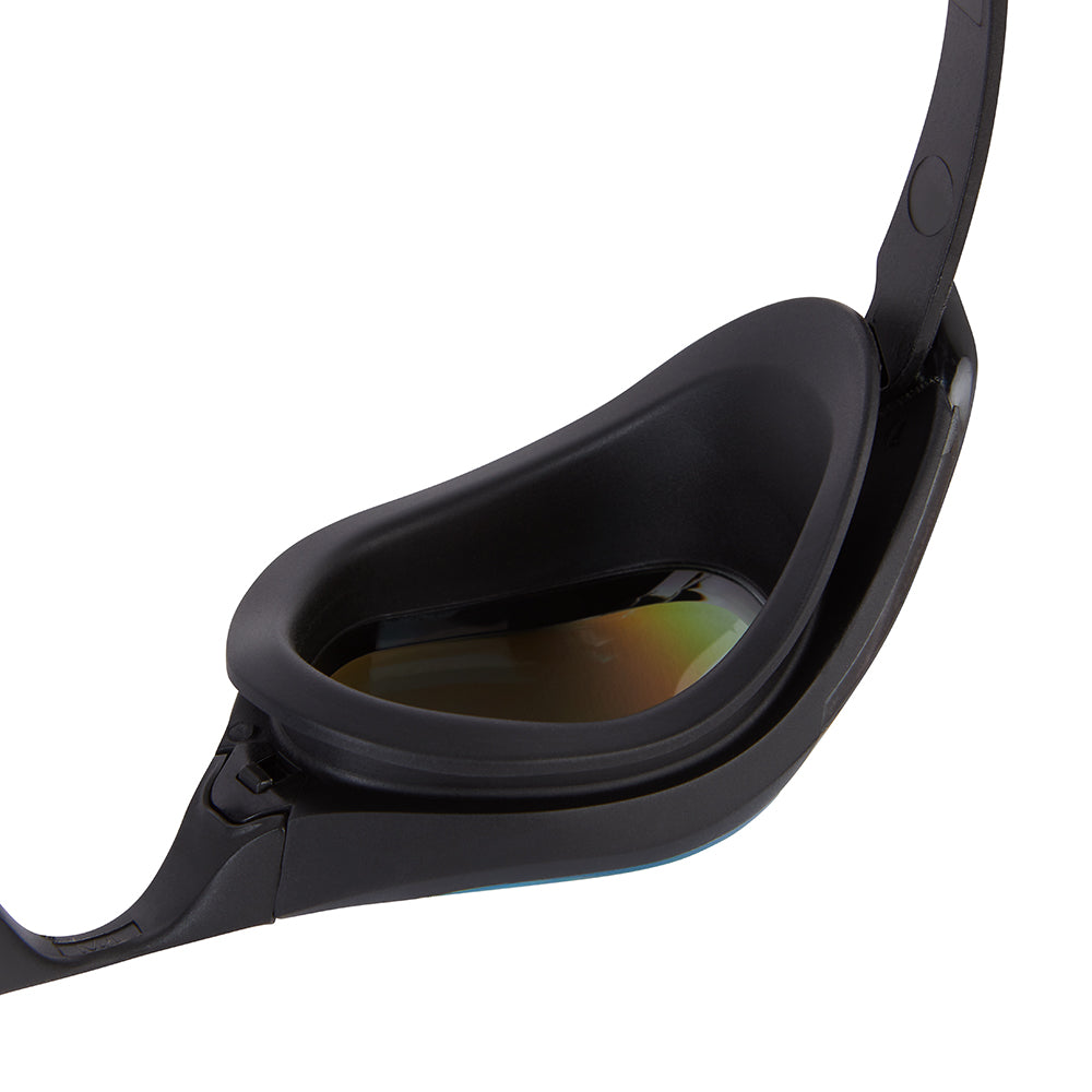 TRI-FIT PROPEL Swim Goggles in black with blue/purple mirrored lens. Part of the award-winning TRI-FIT Goggle range.