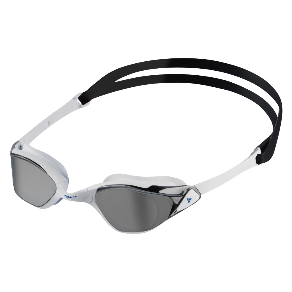 TRI-FIT PROPEL Swim Goggles in white with silver mirrored lens. Part of the award-winning TRI-FIT Goggle range.
