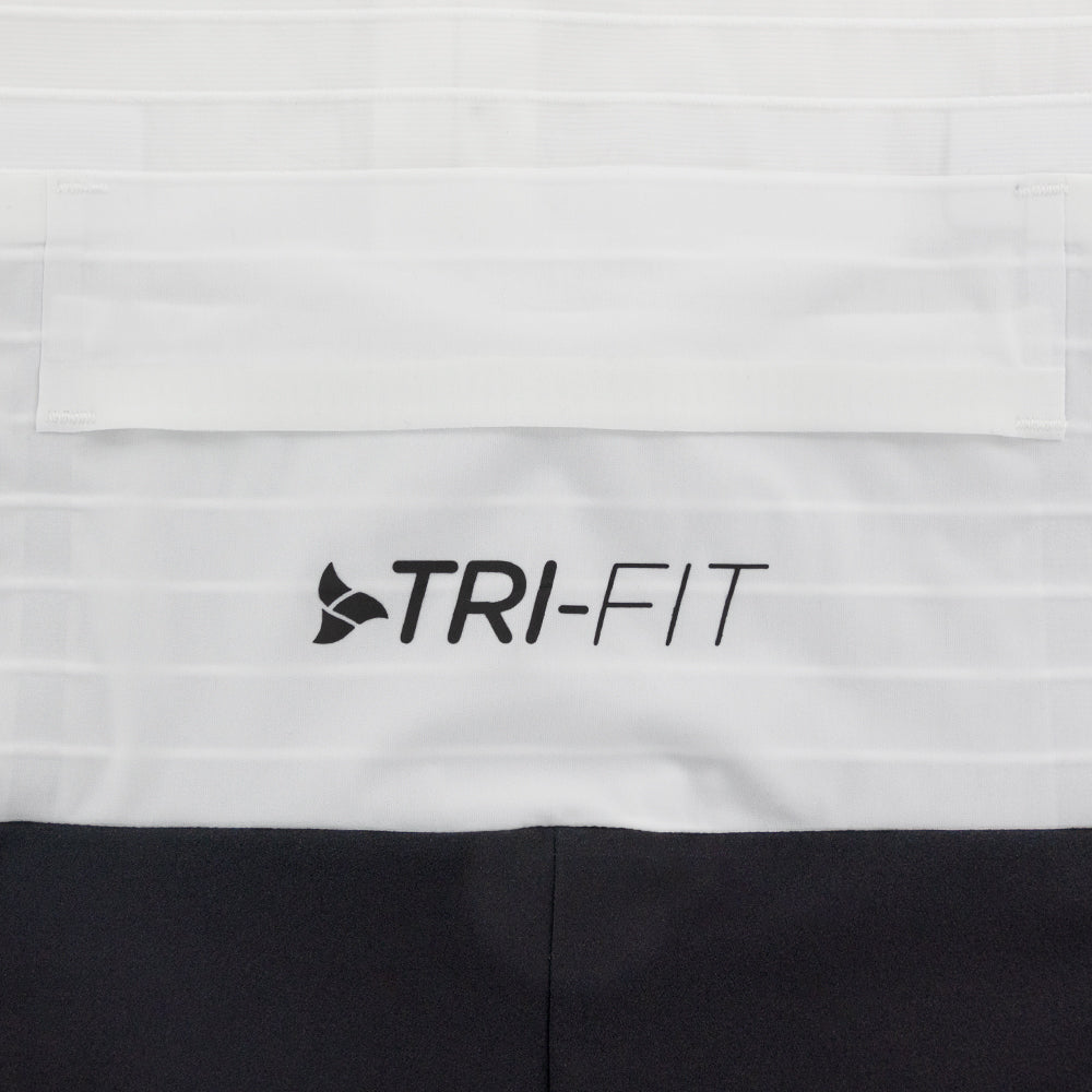 Rear view of the VORTEX triathlon suit with closed rear pocket and TRI-FIT logo