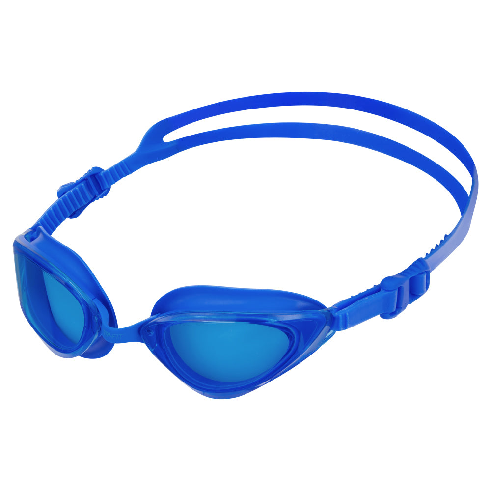 TRI-FIT VOLT Pink swim goggles with pink frames on a white background, featuring the 'TRI-FIT' logo.