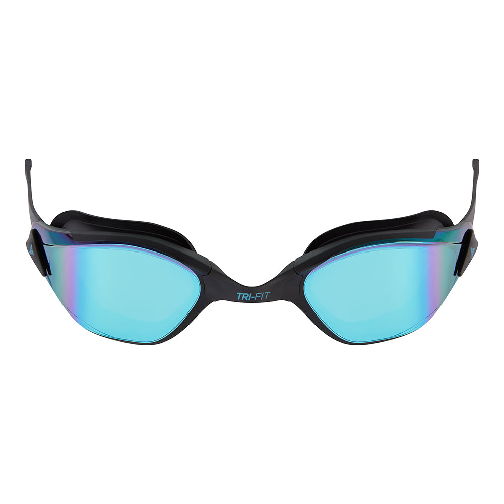 TRI-FIT PROPEL Swim Goggles in black with blue/purple mirrored lens. Part of the award-winning TRI-FIT Goggle range.