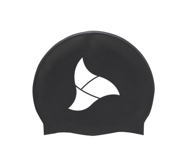 TRI FIT swim cap in black with tri-fit logo in white